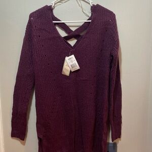Wine Purple Criss Cross Sweater